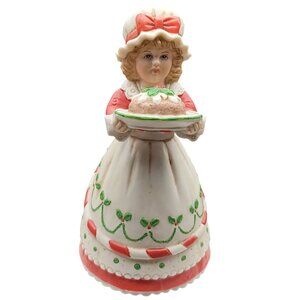 1991 Marjorie Sarnat Christmas Bell Figurine with Holiday Dress & Pudding